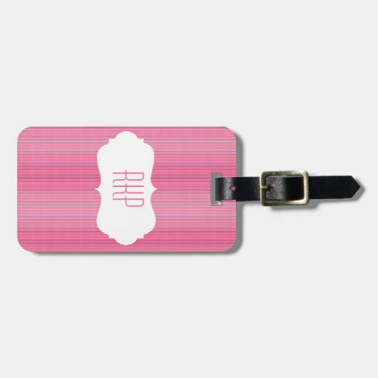 ピンクのアイスクリームのおもしろいストライプのカスタマイズ ラゲッジタグ (正面横)