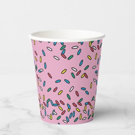 ピンクのアイスクリームのカラフルふりかけ 紙コップ (正面)