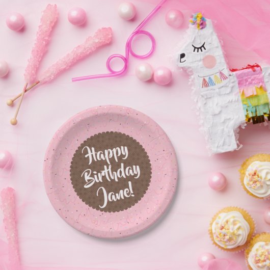 ピンクのアイスクリームの誕生日 ペーパープレート (パーティー)