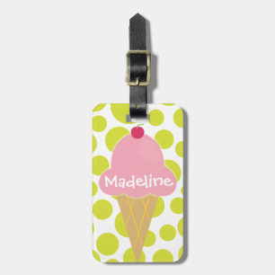 ピンクのアイスクリームコーンのパーソナライズな荷物のラベル ラゲッジタグ