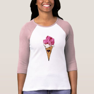 ピンクのアイスクリームコーンのワイシャツ Tシャツ