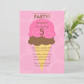 ピンクのアイスクリームコーンの誕生日の招待状 招待状 (スタンド正面)