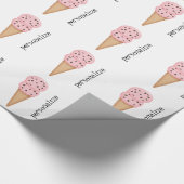 ピンクのアイスクリームコーンは包装紙を個人化します ラッピングペーパー (角)