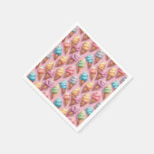 ピンクのアイスクリームコーン スタンダードカクテルナプキン (角)