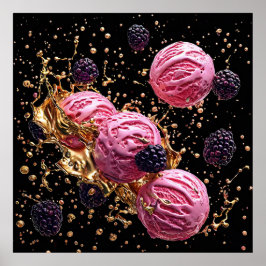 ピンクのアイスクリームスコップ ポスター