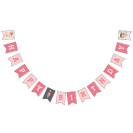 ピンクのアイスクリームスパークラー幸せ1st誕生日バナー バンティングフラッグ