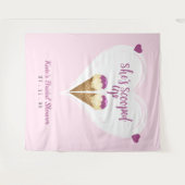 ピンクのアイスクリームハート ブライダルシャワーの装飾 タペストリー (正面(横))