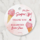 ピンクのアイスクリームブライダルシャワー フェイバータグ (正面)