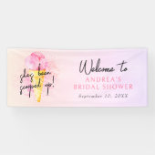 ピンクのアイスクリームブライダルシャワー 横断幕 (横)