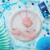 ピンクのアイスクリーム及びカップケーキの使い捨て可能な紙皿 ペーパープレート (パーティー)