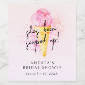 ピンクのアイスクリーム ブライダルシャワーのサプライズ ワインラベル (シングルラベル)