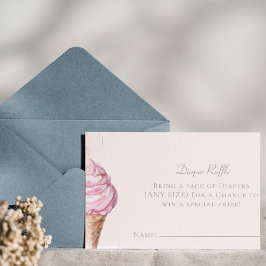 ピンクのアイスクリーム ベビーシャワー おむつラッフルチケット エンクロージャーカード