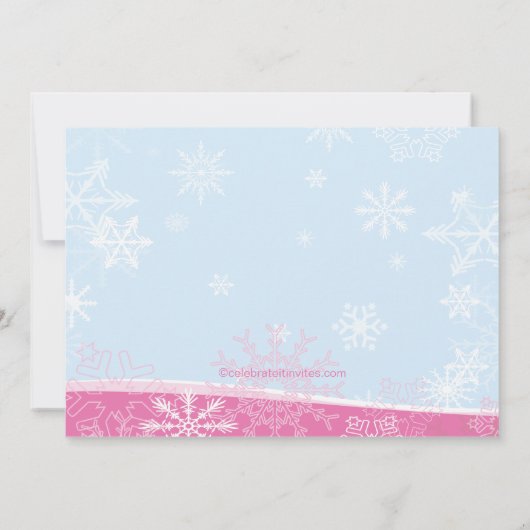 ピンクのアイススケートの誕生日のパーティの招待状 招待状 (裏面)