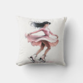 ピンクのアイススケートを持つ女の子の姿スケーター クッション (正面)