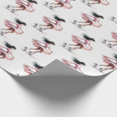 ピンクのアイススケートを持つ女の子の姿スケーター ラッピングペーパー (角)