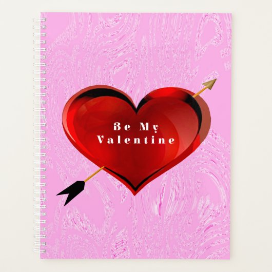 ピンクのアイススパイラルノートにバレンタイン プランナー手帳 (正面)