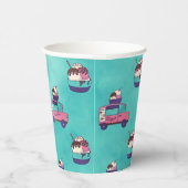 ピンクのアイスリームトラック 紙コップ (右)