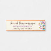 ピンクのアイボリー清掃アニメメイド家事清掃 サインプレート (正面)