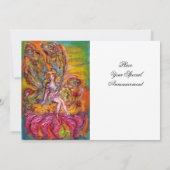 ピンクのアイリスに乗るフラワーフェアリー ファンタジー イエロー ホワイト 招待状 (裏面)