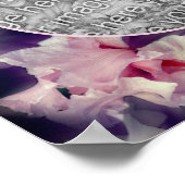 ピンクのアイリスフラワーフレーム自分の写真を作成 ポスター (角)