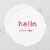 ピンクのアウトラインはっきりしたタイプのメニューカード(名前あり) メニュー (正面/裏面)