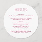 ピンクのアウトラインはっきりしたタイプのメニューカード（名前あり） メニュー (裏面)