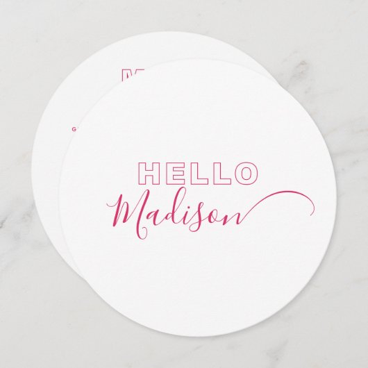 ピンクのアウトラインはっきりしたタイプのメニューカード（名前あり） メニュー (正面/裏面)