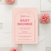 ピンクのアウトラインはっきりした型ブライダルシャワー招待状 招待状