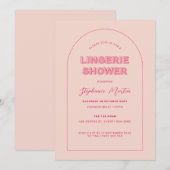 ピンクのアウトライン太字ランジェリーシャワー招待状 招待状 (正面/裏面)
