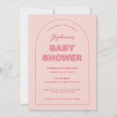 ピンクのアウトライン太字 招待状 ブライダルシャワー (正面)