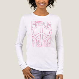 ピンクのアウトライン レタリングで「Peace Please」を表現 トライブレンドＴシャツ