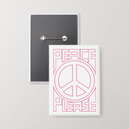 ピンクのアウトライン レタリングのPeace Please 缶バッジ