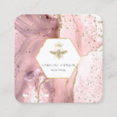 ピンクのアガテのクイーンビーロゴ スクエア名刺 (正面)