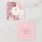 ピンクのアガテのクイーンビーロゴ スクエア名刺 (正面/裏面)