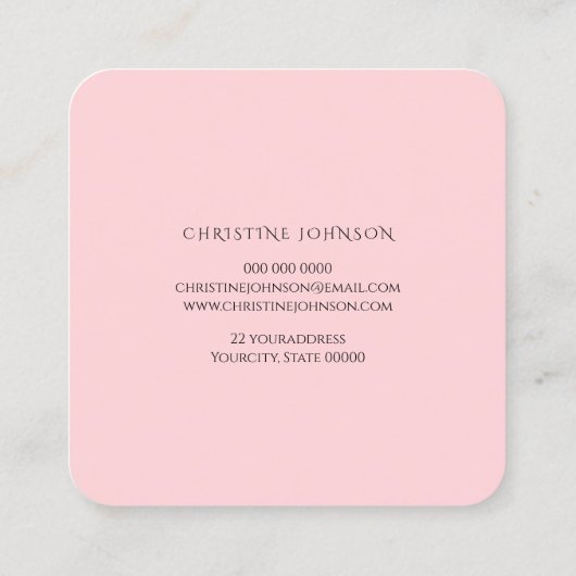 ピンクのアガテのクイーンビーロゴ スクエア名刺 (裏面)
