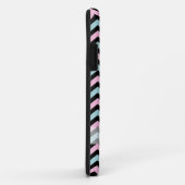 ピンクのアクアと黒いシェブロン Case-Mate iPhoneケース (裏面/右)