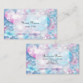 ピンクのアクアハートとフラワーズ名刺 名刺 (正面/裏面)