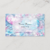 ピンクのアクアハートとフラワーズ名刺 名刺 (正面)