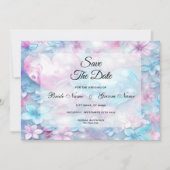 ピンクのアクアハートと花の保存日 セーブザデート (正面)