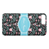 ピンクのアクアフローラルパターパーソナライズされたン Case-Mate iPhoneケース (裏面(横))