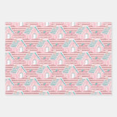 ピンクのアクアブルーカラフルクリスマスツリーCookie ラッピングペーパーシート (正面3)