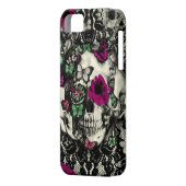 ピンクのアクセントのビクトリアンなゴシック様式レースのスカル Case-Mate iPhoneケース (裏面左)