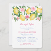 ピンクのアクセントのリハ結婚ーサルディナー付き柑橘類 招待状 (正面)