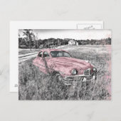 ピンクのアクセントのヴィンテージ車 ポストカード (正面/裏面)