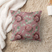ピンクのアクセント枕に緑とピンクのプロテア クッション (ブランケット)