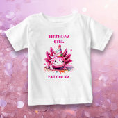 ピンクのアクソロトル少女の誕生日 女子パーソナライズド ベビーTシャツ
