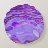 ピンクのアクリルパープル、流体アート絵画の大理石 ラウンドクッション (裏面)