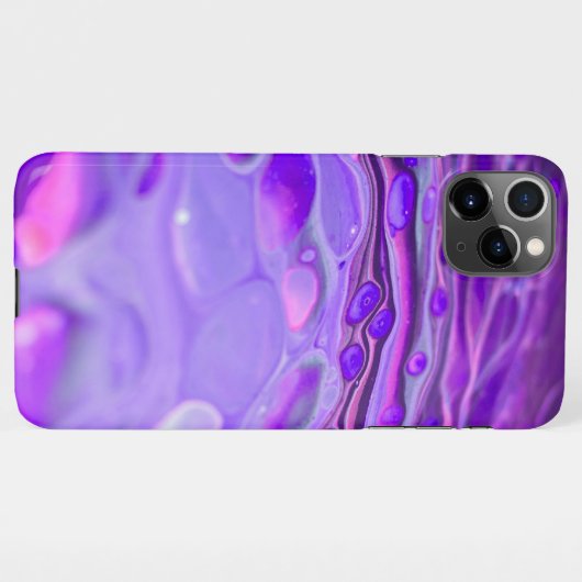 ピンクのアクリルパープル、流体アート絵画の大理石 iPhoneケース (裏面横)