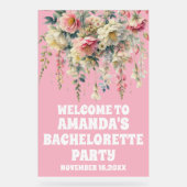 ピンクのアクリルフローラバチェロレッテウェルカムサイン アクリルサイン (正面)