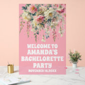 ピンクのアクリルフローラバチェロレッテウェルカムサイン アクリルサイン (ウェディング)